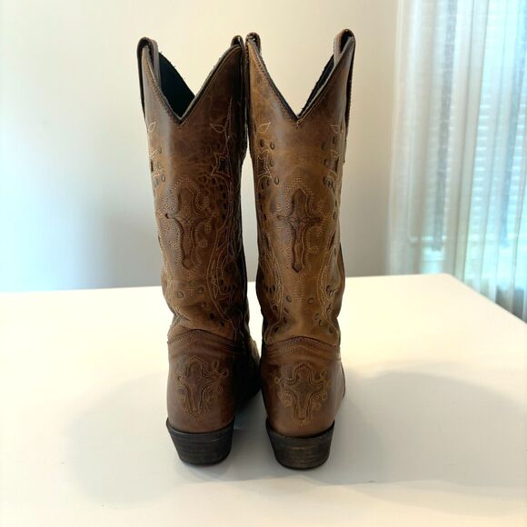Laredo Western Women's Brown Leather Cross Point Snip Boots 52033‎ US Size 9 - Picture 8 of 12